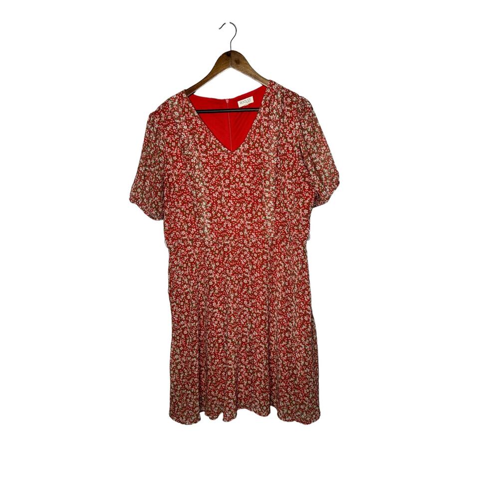 RooLee MOM sz XL red floral line nursing/breastfeeding friendly dress
